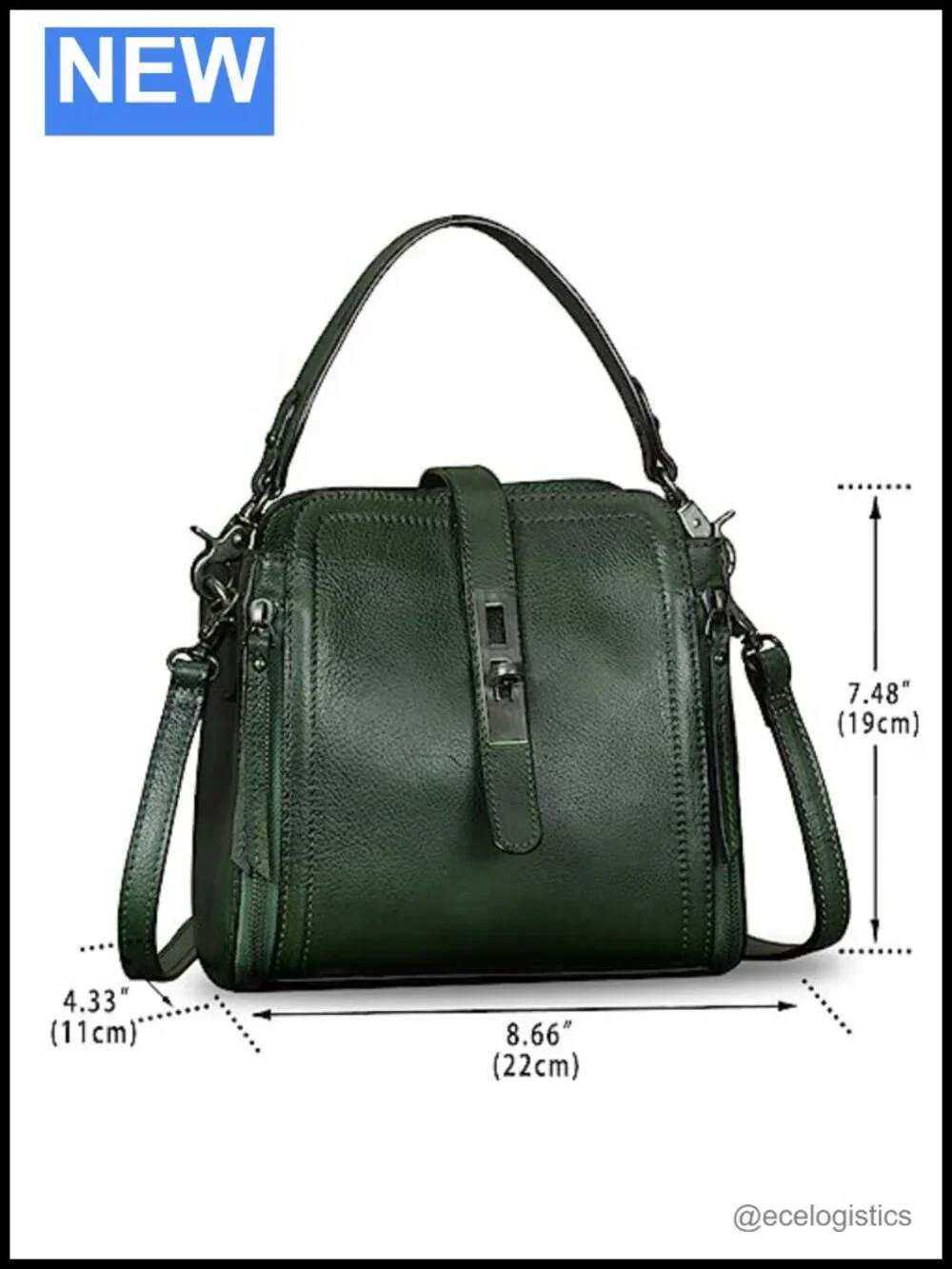 Genuine Leather Vintage Handmade Satchel Crossbody Purse with Removable